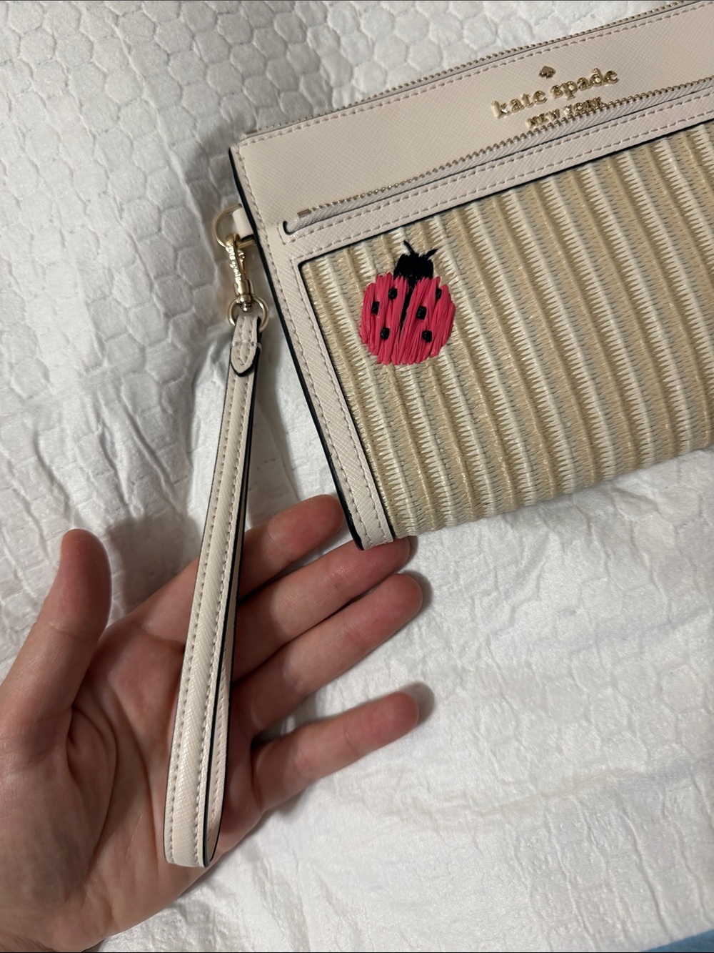 kate spade Raffia Wristlet with Red Ladybug Accents - Picture 5 of 7